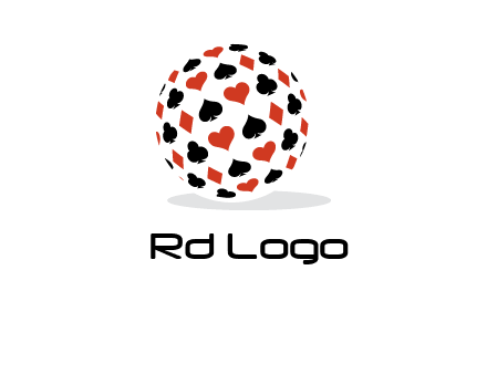 Globe with card suits vector