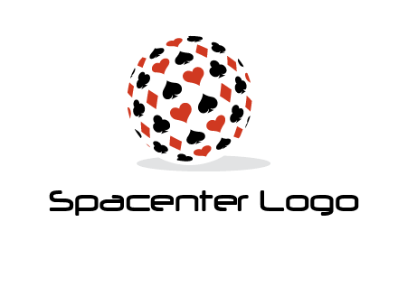 Globe with card suits vector