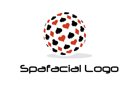 Globe with card suits vector