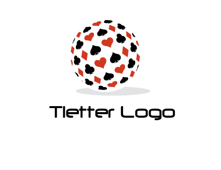 Globe with card suits vector