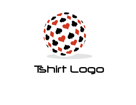 Globe with card suits vector