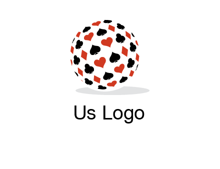 Globe with card suits vector