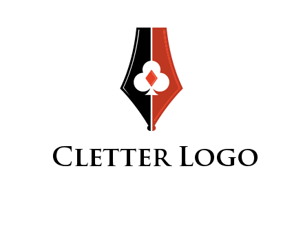 playing card symbols inside pen icon