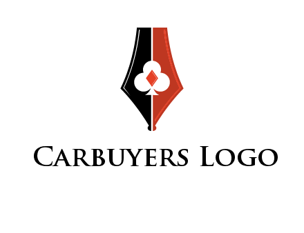 playing card symbols inside pen icon