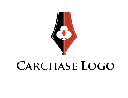playing card symbols inside pen icon