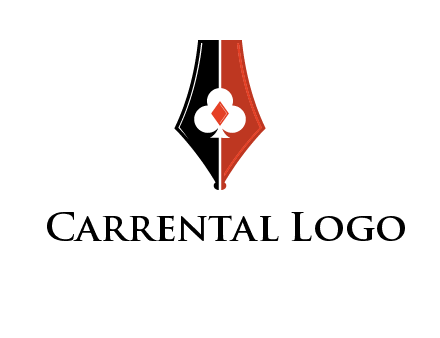 playing card symbols inside pen icon