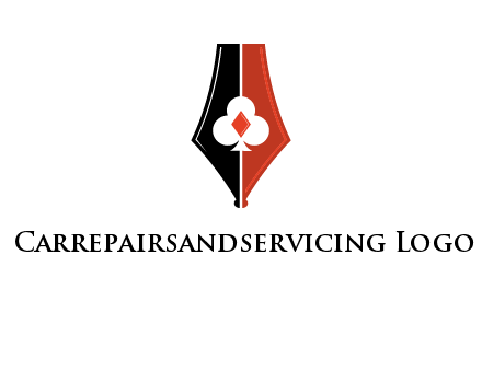 playing card symbols inside pen icon