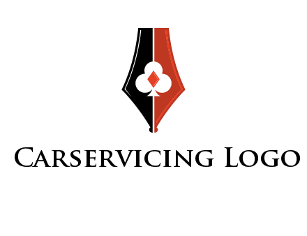 playing card symbols inside pen icon
