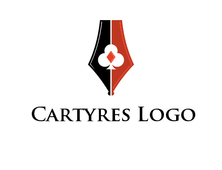 playing card symbols inside pen icon