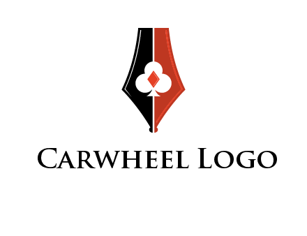playing card symbols inside pen icon