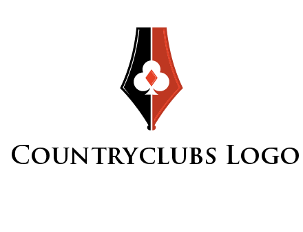 playing card symbols inside pen icon