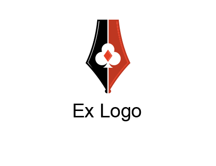 playing card symbols inside pen icon