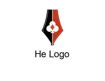 playing card symbols inside pen icon