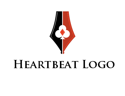 playing card symbols inside pen icon