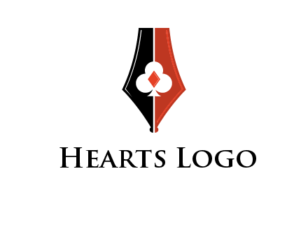 playing card symbols inside pen icon