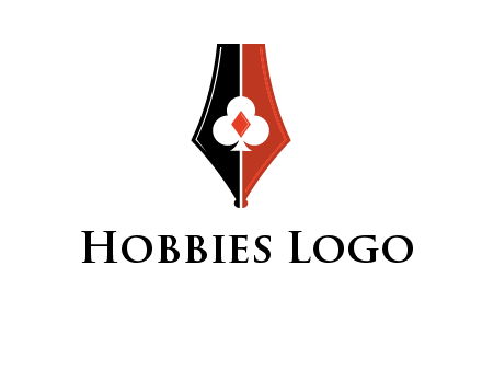 playing card symbols inside pen icon