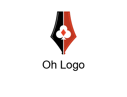 playing card symbols inside pen icon