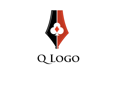 playing card symbols inside pen icon