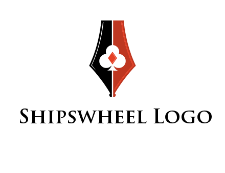 playing card symbols inside pen icon