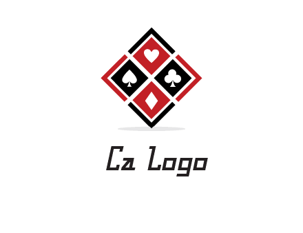 card suits in rhombus shape logo