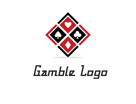 card suits in rhombus shape logo