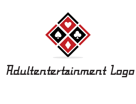 card suits in rhombus shape logo