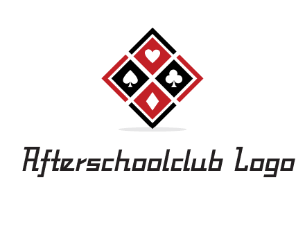 card suits in rhombus shape logo