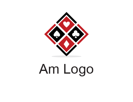 card suits in rhombus shape logo