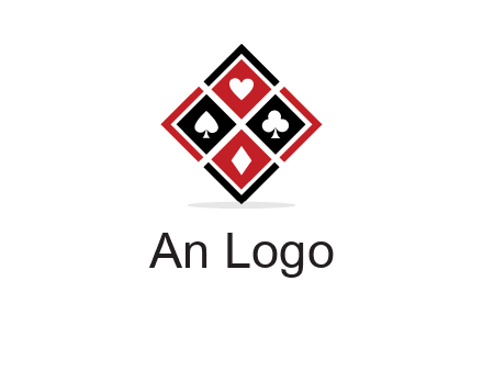 card suits in rhombus shape logo