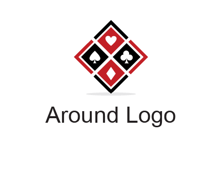 card suits in rhombus shape logo