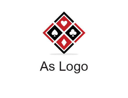 card suits in rhombus shape logo