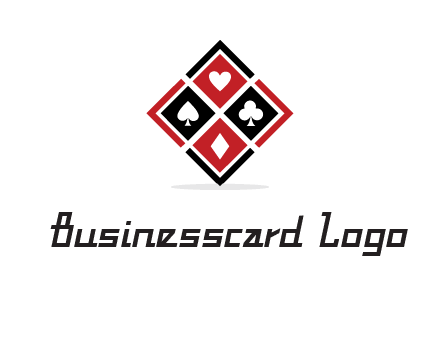 card suits in rhombus shape logo