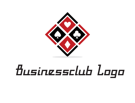 card suits in rhombus shape logo