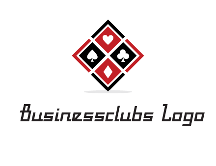 card suits in rhombus shape logo