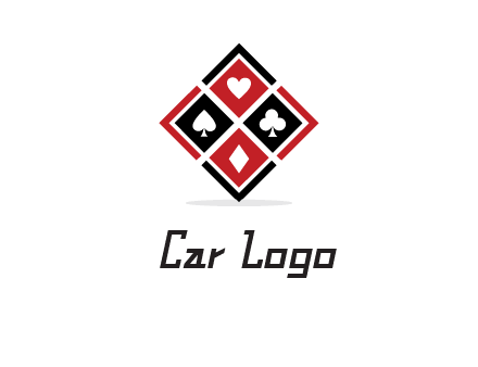 card suits in rhombus shape logo