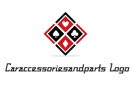 card suits in rhombus shape logo