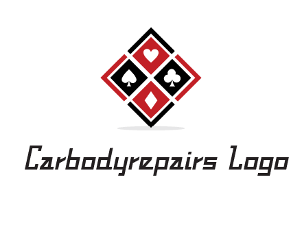 card suits in rhombus shape logo