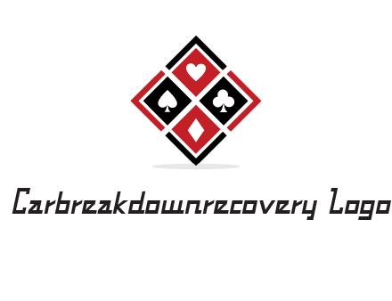 card suits in rhombus shape logo