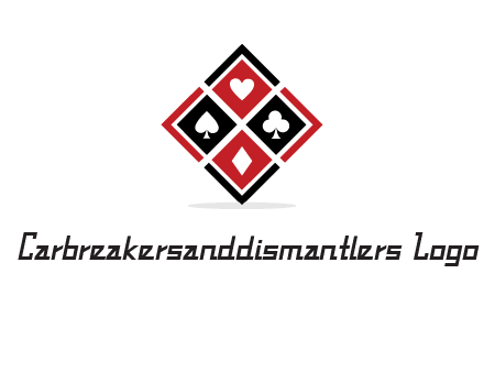 card suits in rhombus shape logo