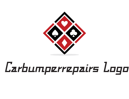 card suits in rhombus shape logo