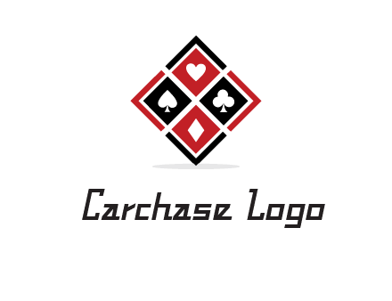 card suits in rhombus shape logo