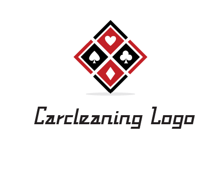 card suits in rhombus shape logo