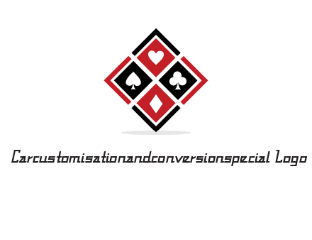 card suits in rhombus shape logo