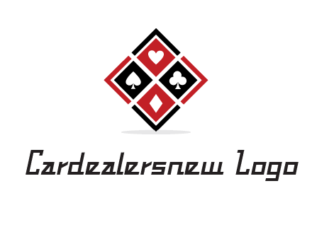 card suits in rhombus shape logo