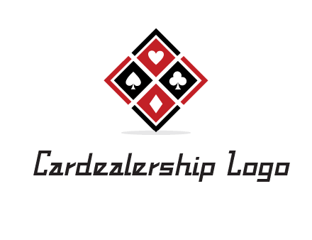 card suits in rhombus shape logo