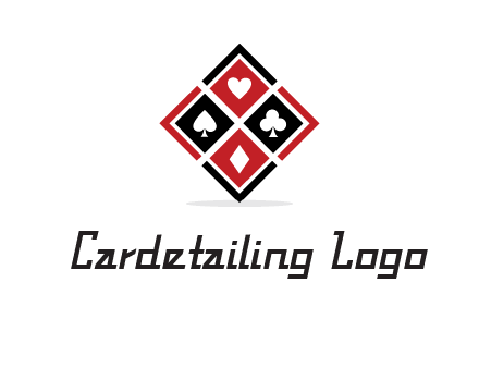 card suits in rhombus shape logo