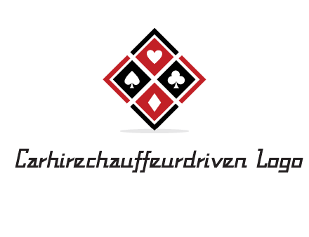 card suits in rhombus shape logo