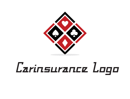 card suits in rhombus shape logo