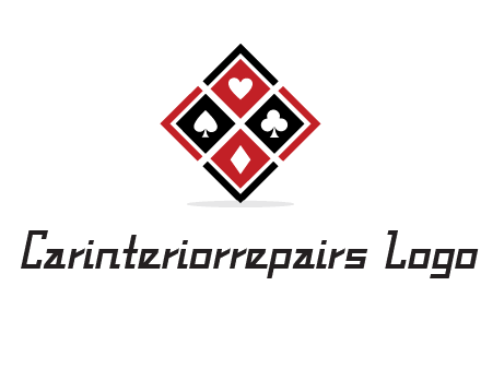 card suits in rhombus shape logo