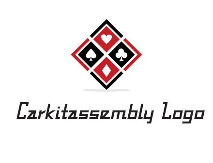 card suits in rhombus shape logo